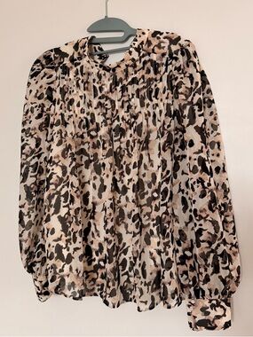Banana Republic Beige and Black Leopard Print Blouse